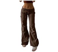 Skinny Jeans Women Women Fashion Aesthetics Vintage Low Waist Individualized Elastic Waist LoosePig Nose Buckle Foot Loose Cargo Pants with Pocket Ladies Large Jeans Womens Skinny Stretch (Brown, L)