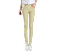 Skinny Jeans Women's Stretch Casual Trousers Slim Fit Plain Trousers Stretch Straight Trousers Jeans with Pockets Medium Waist Sweatpants Comfortable Soft Leggings Pencil Trousers S-XXL, khaki, M