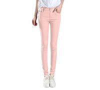 Skinny Jeans Women's Stretch Casual Trousers Slim Fit Plain Trousers Stretch Straight Trousers Jeans with Pockets Medium Waist Sweatpants Comfortable Soft Leggings Pencil Trousers S-XXL, pink, XXL