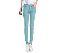 Skinny Jeans Women's Stretch Casual Trousers Slim Fit Plain Trousers Stretch Straight Trousers Jeans with Pockets Medium Waist Sweatpants Comfortable Soft Leggings Pencil Trousers S-XXL, lightblue, M