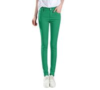 Skinny Jeans Women's Stretch Casual Trousers Slim Fit Plain Trousers Stretch Straight Trousers Jeans with Pockets Medium Waist Sweatpants Comfortable Soft Leggings Pencil Trousers S-XXL, Green, XL