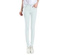 Skinny Jeans Women's Stretch Casual Trousers Slim Fit Plain Trousers Stretch Straight Trousers Jeans with Pockets Medium Waist Sweatpants Comfortable Soft Leggings Pencil Trousers S-XXL, White, L