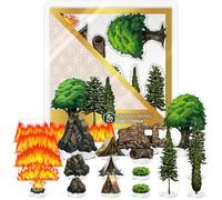 Skinny Minis Bulk Forest Terrain Acrylic Miniatures Set - 21 Minis (4 Large, 13 Medium, 4 Small) | Trees, Rocks, Tents, Campfire, Wall of Fire | Tabletop RPG Terrain, Pathfinder | Double-Sided Art