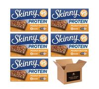Skinny Protein Bars - Low Calorie High Fibre Healthy Snack Bars Under 95 Calories | Protein Treats for Weight Loss & Slimming Plans, Cereal Bars Healthy Snacks (Pack 5(25 Bars), Peanut Butter)