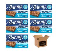 Skinny Protein Bars - Low Calorie High Fibre Healthy Snack Bars Under 95 Calories | Protein Treats for Weight Loss & Slimming Plans, Cereal Bars Healthy Snacks (Pack 5(25 Bars), Salted Caramel)