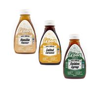 Skinny Sugar Free Maple Syrup, Golden Syrup, Salted Caramel 3 Pack Plus Free Recipe QR Code | Zero Calorie Syrup