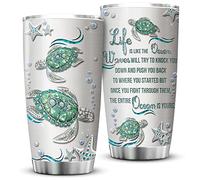 Skinny Tumbler with Straw and Lid Tumbler Eco-Friendly Insulated Travel Mug for Christmas Valentine's Day Mom 590 Ml Turtle