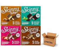 Skinny Whip 25g Chocolate Bars Guilt Free 99 Cal 4 Flavours Strawberry - Toffee - Mint - Double Chocolate 20 bars Total