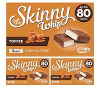 Skinny Whip Toffee (5 x 20g bars) Pack of 3 Milk Chocolate Sweet Chewy Cereal Cocoa Nougat Caramel Block with Welari Thank You Card | 3pack) (300g)