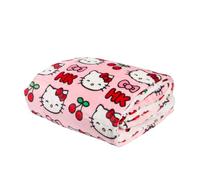 Skinnydip Hello Kitty Cherry Blanket - Super Soft Plush Throw Blanket Featuring Official Sanrio Hello Kitty with Playful Cherry Details - Perfect Cozy Blanket for Lounging, Bedroom Decor, and Gifts