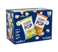 SkinnyPop Popcorn Original and Dairy Free White Cheddar Gluten Free GMO Free Healthy Snacks 18ml Custom Size (Pack of 18)