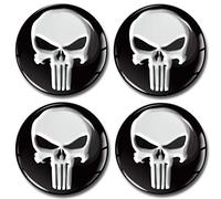 Skino 4 x resinati 3d Gel Stickers Car Sticker Self-Adhesive Silicone Crest Logo Wheel Trims Hub Cap caps Wheels Punisher Skull Skull to 12 55mm