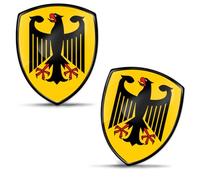 SkinoEu 2 x 3D Gel Domed Silicone Stickers, Stylized Heraldic Eagle Insignia, Medieval Gothic Decal, Fantasy Bird Symbol, Vintage Decorative Art Black Yellow F 171