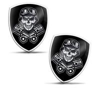 SkinoEu 2 x 3D Gel Silicone Skull Sticker Moto Bicycle Motorcycle Biker Helmet Car Window Phone Laptop PC Tablet Door KS 107