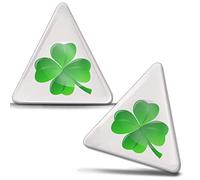 SkinoEu 2 x 3D Gel Silicone Sticker Green Four Leaf Clover KS 184