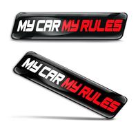 SkinoEu 2 x 3D Gel Silicone Stickers Bumper Sticker Decals Badge Emblem Tuning for Car Motorcycle Helmet Bike My Car My Rules Black Red White KS 144