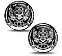 SkinoEu® 2 x 3D Gel Silicone Stickers Decals Skull Logo Emblem Badge Car Auto Moto Motorcycle Windows Door PC Tablet Laptop Accessories Tuning Gift JDM KS 4