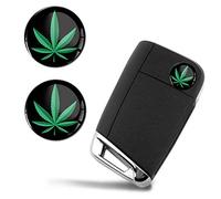 SkinoEu® 2 x 3D Gel Silicone Stickers Marijuana Leaf Cannabis Weed Rasta Hemp Key Emblem Key Fob Badge Remote Control Replacement Logo Decal Tuning Auto Moto Car KSK 18