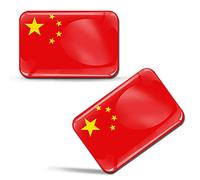 SkinoEu® 2 x 3D Sticker China Chinese Flag F 186