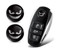 SkinoEu 2 x Diameter 14 mm 3D Key Emblem Sticker for Remote Control Car Moto Logo Key Badge Tuning Silver Black Smile Monster KSK 12