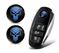 SkinoEu 2 x Diameter 14 mm 3D Key Emblem Stickers for Remote Control Car Moto Logo Key Badge Tuning Blue Black Skull KSK 8