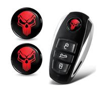 SkinoEu 2 x Diameter 14 mm 3D Key Emblem Stickers for Remote Control Car Moto Logo Key Badge Tuning Red Black Skull KSK 5