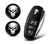 SkinoEu 2 x Diameter 14 mm 3D Key Emblem Stickers for Remote Control Car Moto Logo Key Badge Tuning White Black Skull KSK 4