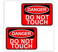 SkinoEu® 2 x Vinyl Self-Adhesive Decal Funny Stickers Danger Do Not Touch Sign Red Warning Label Car Door Window Auto Moto Motorcycle Helmet Bike Skate Truck Van Racing Tuning B 162