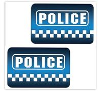 SkinoEu® 2 x Vinyl Self-Adhesive Decal Stickers Police Sign Label Car Door Window Auto Moto Motorcycle Helmet Bike Skate Truck Van Racing Tuning B 6