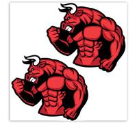 SkinoEu® 2 x Vinyl Self-Adhesive Funny Stickers Red Angry Bull Fitness Gym Laptop iPad Phone Car Window Auto Moto Motorcycle Helmet Bike Skate Truck Racing Tuning B 153