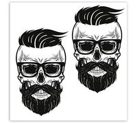 SkinoEu® 2 x Vinyl Self-Adhesive Stickers Skull Beard Modern Laptop iPad Car Window Auto Moto Motorcycle Helmet Bike Skate Truck Racing Tuning B 108
