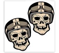 SkinoEu® 2 x Vinyl Self-Adhesive Stickers Skull Motorcycle Helmet Rider Laptop iPad Car Window Auto Moto Motorcycle Helmet Bike Skate Truck Racing Tuning B 49