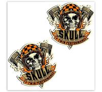 SkinoEu® 2 x Vinyl Stickers Decals V-Twin Performance Skull Laptop Car Window Auto Moto Motorcycle Helmet Bike Laptop Skate Truck Racing Tuning B 38
