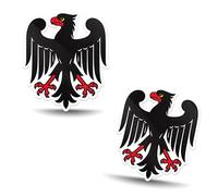 SkinoEu 2 x Vinyl Stickers, Stylized Heraldic Eagle Insignia, Medieval Gothic Decal, Fantasy Bird Symbol, Vintage Decorative Art for Car, Laptop Black White B 181