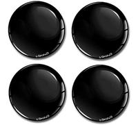 SkinoEu® 4 x 56mm DOMED 3D WHEEL RIMS CENTER STICKERS FOR CENTRE HUB TRIM CAPS BLACK GLOSS AUTO MOTO CAR LOGO BADGE A 756