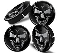 SkinoEu® 4 x 60 mm silicone hub caps, wheel centre caps, wheel hub caps, car poisonous, skull C 92
