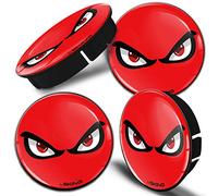 SkinoEu® 4 x 60mm 3D Gel Car Wheel Centre Universal Rims Hub Center Caps Vehicle Auto Tuning Emblem Red No Fear Eyes C 75