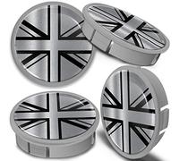 SkinoEu 4 x 60mm ABS Car Alloy Wheel Centre Rims Hub Center Caps Auto Tuning Silver Gray UK Flag Union Jack CXS 9