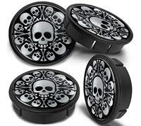 SkinoEu 4 x 60mm ABS Car Alloy Wheel Centre Universal Rims Hub Center Caps Auto Tuning Logo Emblem Silver Gloss Black Skull CX 10