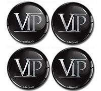 SkinoEu® 4 x 60mm DOMED 3D WHEEL RIMS CENTER STICKERS FOR CENTRE HUB TRIM CAPS AUTO MOTO CAR LOGO BADGE VIP SILVER A 6360