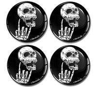 SkinoEu® 4 x 60mm Domed 3D Wheel Rims Center Stickers For Centre Hub Trim Caps Auto Moto Car Logo Badge Skull Heavy Metal A 2760