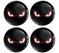 SkinoEu® 4 x 70mm DOMED 3D WHEEL RIMS CENTER STICKERS FOR CENTRE HUB TRIM CAPS NO FEAR EYES AUTO MOTO CAR LOGO BADGE A 4070