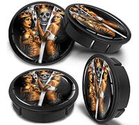 SkinoEu 60mm Wheel Centre Caps Set of 4 - Black ABS Plastic Alloy Wheel Hub Caps Replacement - Push Fit Car Wheel Centre Caps - Multiple Designs (CX 61)