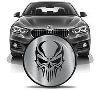 SkinoEu Front Hood Trunk Tuning Badge 82mm Compatible with BMW Emblem 51147057794 Black Silver Skull EN 7