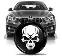 SkinoEu Front Hood Trunk Tuning Badge 82mm Compatible with BMW Emblem 51147057794 Black White Skull EN 33