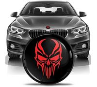 SkinoEu Front Hood Trunk Tuning Badge 82mm Compatible with BMW Emblem 51147057794 Skull Black Red EN 35