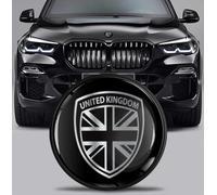 SkinoEu Front Hood Trunk Tuning Badge 82mm Compatible with BMW Emblem 51767288752 UK United Kingdom Flag Black Silver EX 3