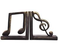 SKINPA Desk Bookends,Book End Holder for Shelves,Decorative Book Ends for Heavy Books Musical Note Decorative Resin Bookends Book Shelf Holder Home Decorative(Bronze)