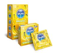 Skins Banana Flavoured Condoms Thin Extra Feel, 24 Pack of Premium Skins Flavoureds Extra Safe Pleasure Condom for Adults, Ultra Thin for Oral Extra Pleasure