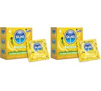 Skins Banana Flavoured Condoms Thin Extra Feel, 8 Pack of Premium Skins Extra Safe Pleasure Condom for Adults, Ultra Thin for Oral Extra Pleasure